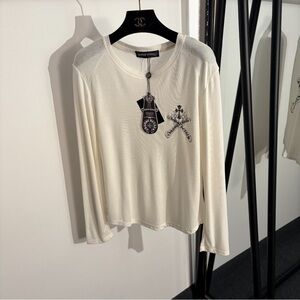 Chrome Hearts Long-Sleeve T-Shirt with Sanskrit Cross Print